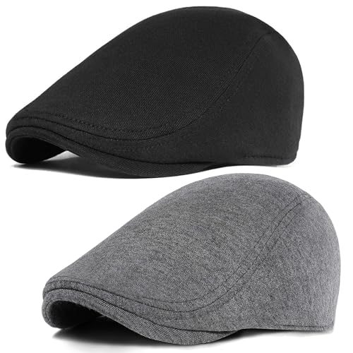 PORSYOND Herren Schirmmütze aus Baumwolle Schiebermütze Mann Baskenmütze Gatsby Newsboy Flatcap Herren Barett Cap 2-Stück-Satz von PORSYOND
