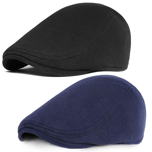 PORSYOND Herren Schirmmütze aus Baumwolle Schiebermütze Mann Baskenmütze Gatsby Newsboy Flatcap Herren Barett Cap 2-Stück-Satz von PORSYOND