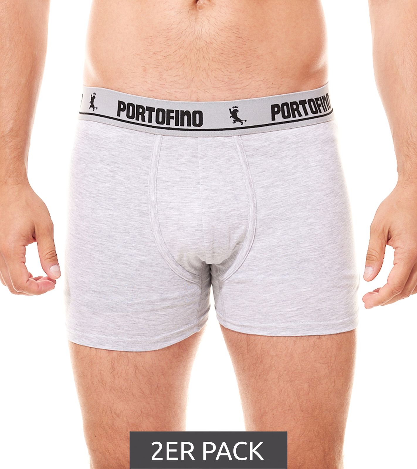 2er Pack PORTOFINO Herren Boxershorts bequeme Unterwäsche PF100-001 Grau meliert von PORTOFINO