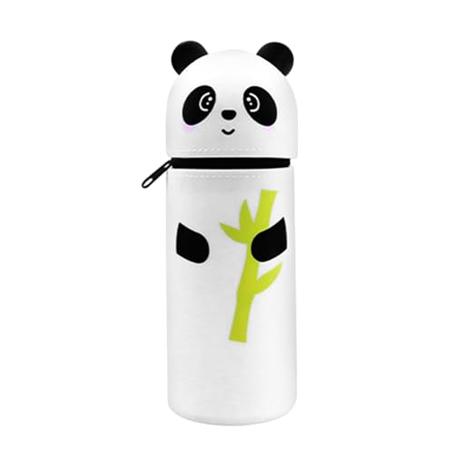 2 in 1 Silikon Federmäppchen, 2 in 1 Weiche Silikontasche Kawaii Federmäppchen Federtasche aus weichem Silikon für Stifte, Federmappe und Stiftehalter, Mäppchen Tiere, Schlampermäppchen (Panda) von PORUPAEL