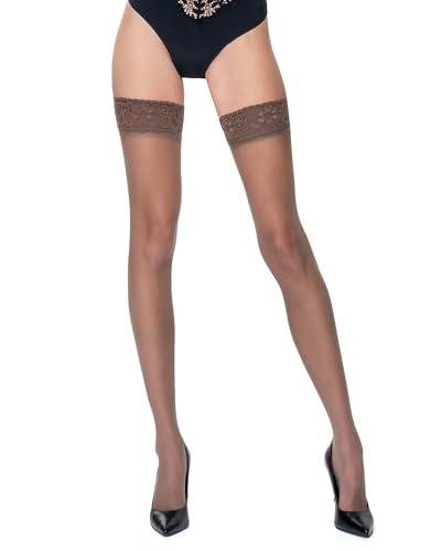 POSE 20 DEN Elasthan halterlose Strümpfe mit schmalem Spitzenband, klassisches elastisch und geschmeidig seidene Damenstrümpfe mit 6 cm Spitze, in XL XXL Plus Größen und 19 Farben 4, lyon POSE 20 DEN Elasthan halterlose Strümpfe mit schmalem Spitzenband, klassisches elastisch und geschmeidig seidene Damenstrümpfe mit 6 cm Spitze, in XL XXL Plus Größen und 19 Farben 4, lyon von POSE