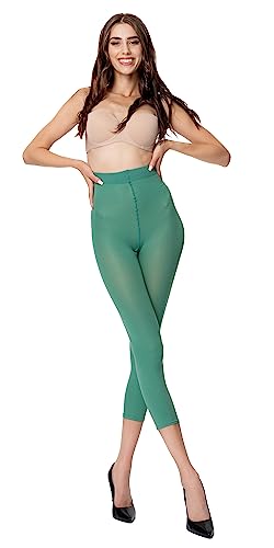 POSE 80 DEN Mikrofaser Damen Capri Leggings | 3/4 Leggins aus Microfaser | reißfest, undurchsichtige, einfarbige, Bunte Leggings | 17 saftigen Farben | M/L, hellgrün von POSE