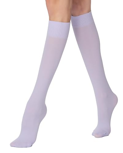 POSE Dicke Kniestrümpfe für Damen 70 DEN aus Mikrofaser | Lange Mikrofaser-Socken | Elastische Damen-Kniestrümpfe Einfarbig Warm Blickdicht, heidekraut von POSE