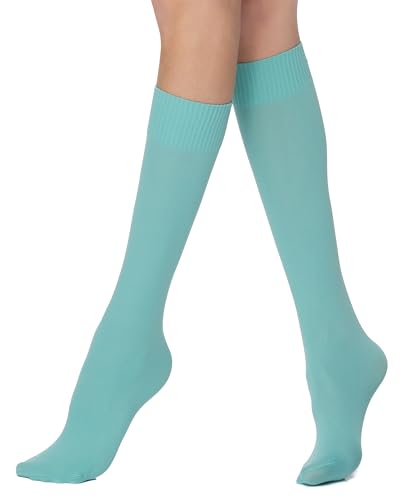 POSE Dicke Kniestrümpfe für Damen 70 DEN aus Mikrofaser | Lange Mikrofaser-Socken | Elastische Damen-Kniestrümpfe Einfarbig Warm Blickdicht, mint von POSE