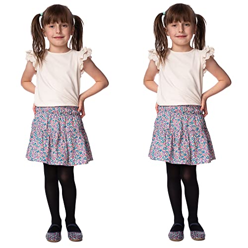 POSE Kinder Strumpfhose für Mädchen aus Microfaser 40 DEN | bunte weiße schwarze blickdichte Strumpfhose | 19 Farben und 6 Größen | 104-110, schwarz, 2er Pack von POSE