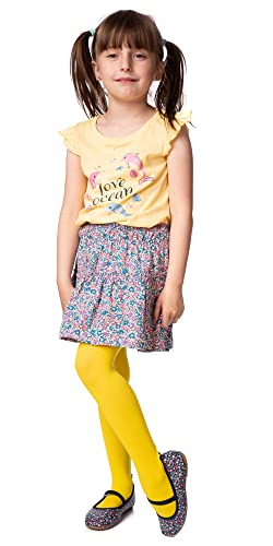 POSE Kinder Strumpfhose für Mädchen aus Microfaser 40 DEN | bunte weiße schwarze blickdichte Strumpfhose | 19 Farben und 6 Größen | 128-134, gelb von POSE