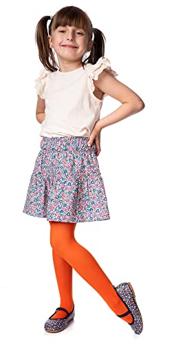 POSE Kinder Strumpfhose für Mädchen aus Microfaser 40 DEN | bunte weiße schwarze blickdichte Strumpfhose | 19 Farben und 6 Größen | 128-134, orange von POSE