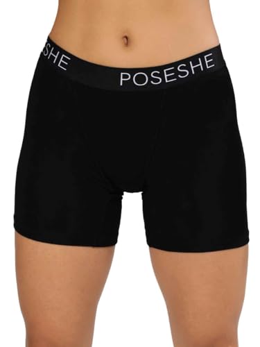 POSESHE Damen-Boxershorts 6″ Innennaht, ultraweiche Micromodal Boyshorts Unterwäsche, Ganz schwarz 4X(26W-28W) von POSESHE