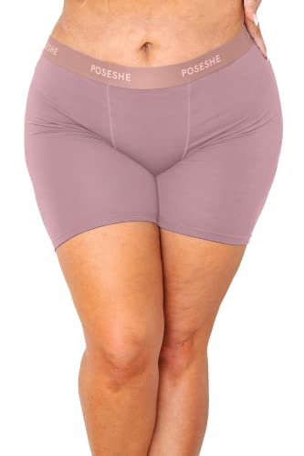 POSESHE Damen-Boxershorts 6″ Innennaht, ultraweiche Micromodal Boyshorts Unterwäsche,1X,Lila von POSESHE