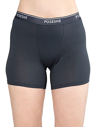 POSESHE Damen-Boxershorts 6″ Innennaht, ultraweiche Micromodal Boyshorts Unterwäsche,3X,Dunkelgrau von POSESHE