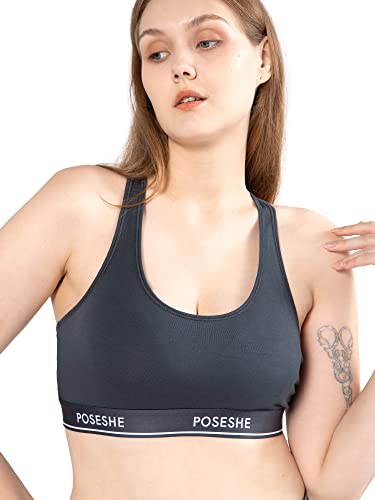 POSESHE Women's Bralettes Bras, Regular & Plus Size Ladies Everyday Bras, Sustainable Modal Seamless Bralettes, All Dark Grey,2X von POSESHE