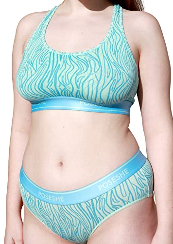 POSESHE Women's Bralettes Bras, Regular & Plus Size Ladies Everyday Bras, Sustainable Modal Seamless Bralettes, Blue,1X von POSESHE