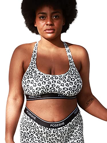 POSESHE Women's Bralettes Bras, Regular & Plus Size Ladies Everyday Bras, Sustainable Modal Seamless Bralettes, Leopard,3X von POSESHE