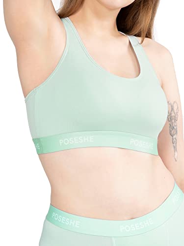 POSESHE Women's Bralettes Bras, Regular & Plus Size Ladies Everyday Bras, Sustainable Modal Seamless Bralettes, Light Blue Blue,1X von POSESHE