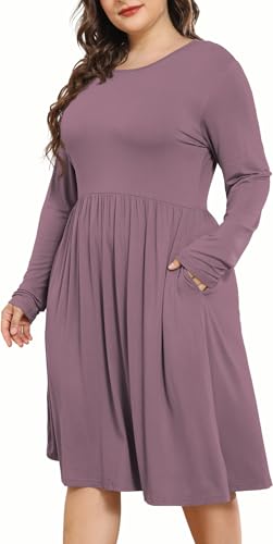POSESHE, Damenkleider in Übergröße, lange Ärmel, Rundhalsausschnitt, Freizeitkleider, Empire-Taille, locker, fließendes Kleid mit Taschen, Bean Red, XX-Large Mehr POSESHE, Damenkleider in Übergröße, lange Ärmel, Rundhalsausschnitt, Freizeitkleider, Empire-Taille, locker, fließendes Kleid mit Taschen, Bean Red, XX-Large Mehr von POSESHE