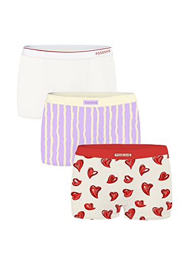 POSESHE Unterhosen Damen Boxershorts 3" Innennaht, ultraweiche Micromodal Boyshorts Unterwäsche, Bee Gemischte Farbe 3 Pack 3 Pack 3X(22W-24W) von POSESHE