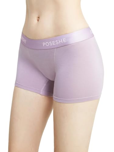 POSESHE Unterhosen Damen Boxershorts 3" Innennaht, ultraweiche Micromodal Boyshorts Unterwäsche, Lila - 3 Inseam S(6) von POSESHE