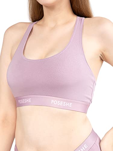 POSESHE Women's Bralettes Bras, Regular & Plus Size Ladies Everyday Bras, Sustainable Modal Seamless Bralettes, Purple,2X von POSESHE