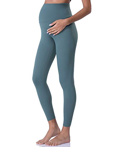 POSHDIVAH Damen Umstandsleggings über dem Bauch Schwangerschaft Yoga Hosen Active Wear Workout Leggings, dunkelgrün, Groß von POSHDIVAH