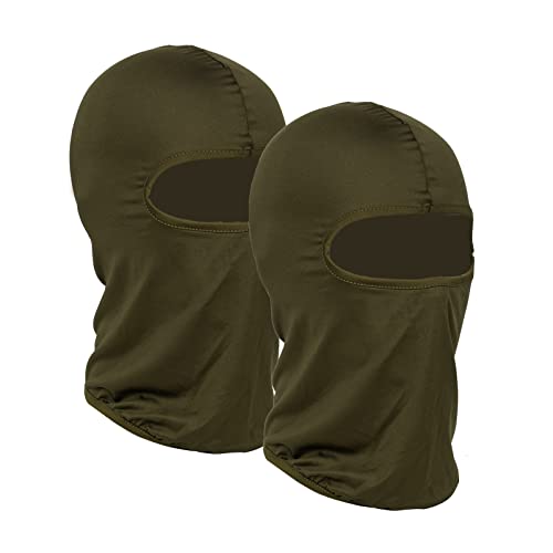 POSSBAY Sturmhaube Herbst Winter Balaclava für Outdoorsports Radfahren, Snowboarden, Skifahren, Motorrad Fahren Winddicht Warm Gesichtshaube Einheitsgröße Herren/Damen, 2 Pieces Olive, Einheitsgröße von POSSBAY