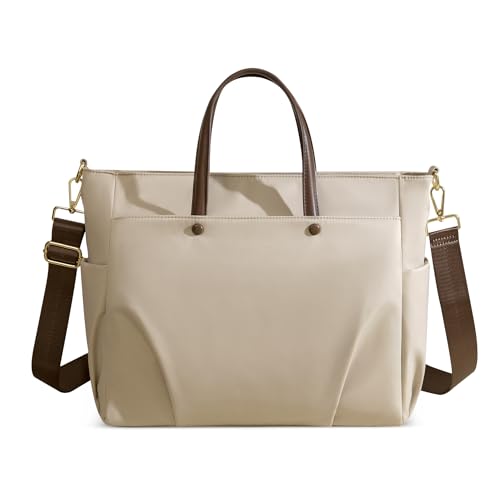 POSSOBAG Mode Damen Schultertasche Handtasche Große Kapazität 15 Zoll Laptoptasche Mehrere Taschen Wasserdicht Umhängetasche für Damen Reise Einkaufen Arbeit Urlaub Business Aprikose von POSSOBAG