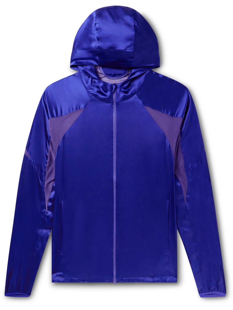 POST ARCHIVE FACTION - 5.0 Mesh-Trimmed Silk-Satin Hooded Jacket - Men - Blue - M von POST ARCHIVE FACTION
