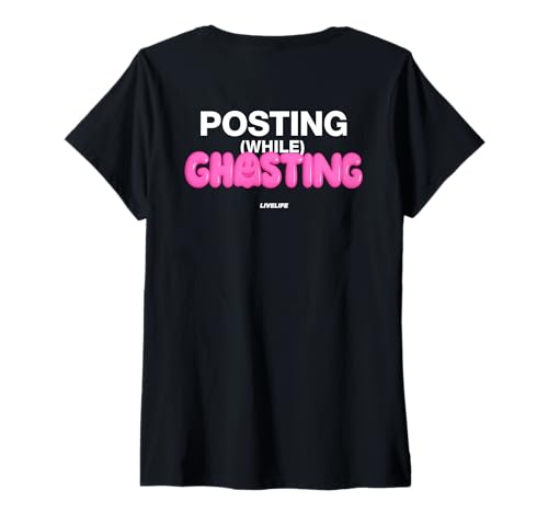 Damen Posting While GHOSTING X Funny Halloween Valentinstag - Back T-Shirt mit V-Ausschnitt von POSTING WHILE GHOSTING X No Lover Statement