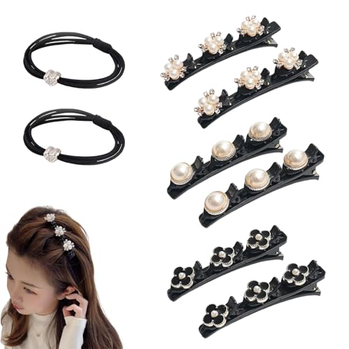 Sparkling Crystal Stone Braided Hair Clips, 2024 New Braided Hair Clips for Women, Hairpin Duckbill Clips with 3 Small Clips Hair Barrette Rhinestone Hair Clips (6pcs-A) von POTKFMN