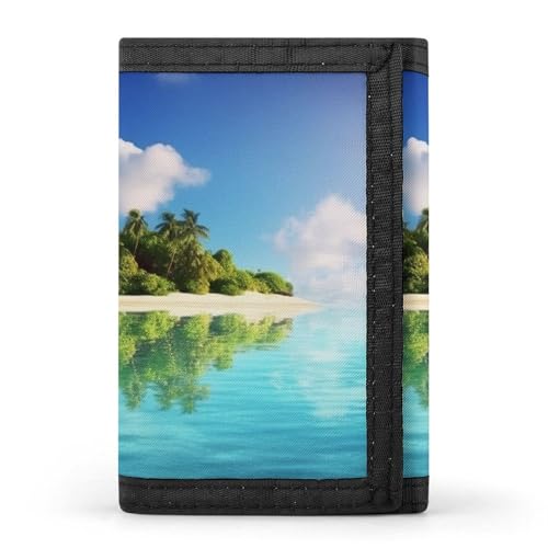 Beautiful Island in the Sea Geldbörse, kompakt, dreifach gefaltet, mit Schlüsselanhänger, leicht und langlebig, für den Außenbereich Beautiful Island in the Sea Geldbörse, kompakt, dreifach gefaltet, mit Schlüsselanhänger, leicht und langlebig, für den Außenbereich von POTSCBVW