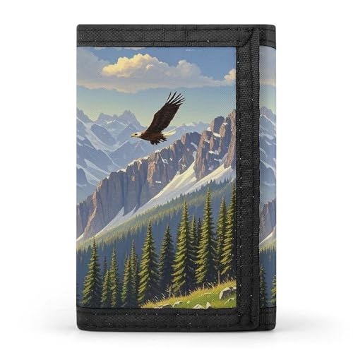 Eagle in Misty Mountain Geldbörse, kompakt, dreifach gefaltet, mit Schlüsselanhänger, leicht und langlebig, für Outdoor, Stil, Einheitsgröße, klassisch Eagle in Misty Mountain Geldbörse, kompakt, dreifach gefaltet, mit Schlüsselanhänger, leicht und langlebig, für Outdoor, Stil, Einheitsgröße, klassisch von POTSCBVW