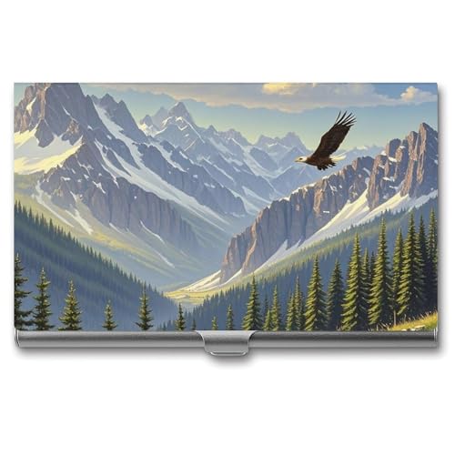 Eagle in Misty Mountain Visitenkartenhalter, superleicht, tragbar, Aluminiumlegierung, Kreditkarten-Organizer, schmal, professionelles Visitenkartenetui für Büroangestellte, Männer und Frauen von POTSCBVW