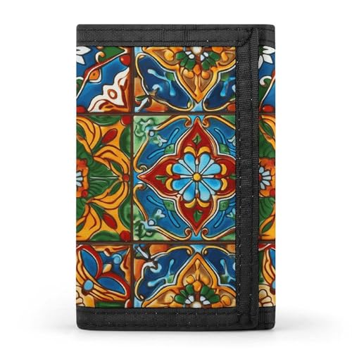 Mexikanische Keramikfliesen-Geldbörse, kompakt, dreifach gefaltet, mit Schlüsselanhänger, leicht und langlebig, für den Außenbereich, Stil, Einheitsgröße, klassisch Mexikanische Keramikfliesen-Geldbörse, kompakt, dreifach gefaltet, mit Schlüsselanhänger, leicht und langlebig, für den Außenbereich, Stil, Einheitsgröße, klassisch von POTSCBVW