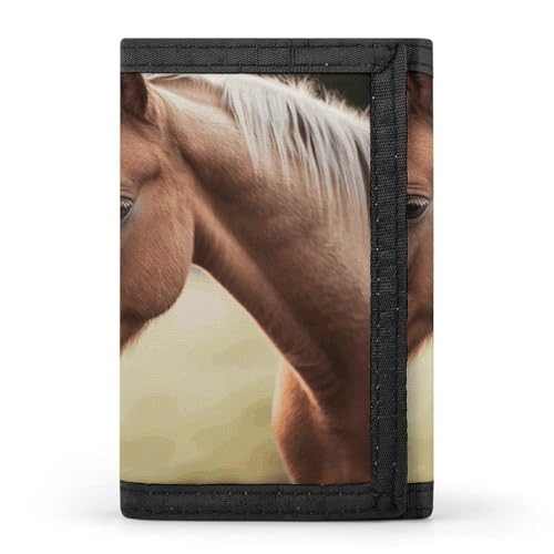 POTSCBVW Adorable Horse Wallet Compact Trifold Wallet with Keychain Lightweight & Durable Purse for Outdoor, Style, One Size, Classic von POTSCBVW
