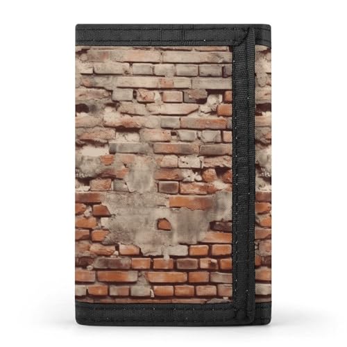 POTSCBVW Ancient Worn Brick Wall Wallet Compact Trifold Wallet with Keychain Lightweight & Durable Purse for Outdoor, Style, One Size, Classic von POTSCBVW