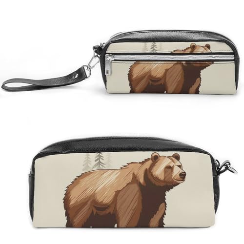 POTSCBVW Animal Bear Federmäppchen Große Kapazität mit zwei Fächern, Reißverschluss Leder Bleistiftbeutel, Tragbare Reise Kosmetiktasche für Damen Herren POTSCBVW Animal Bear Federmäppchen Große Kapazität mit zwei Fächern, Reißverschluss Leder Bleistiftbeutel, Tragbare Reise Kosmetiktasche für Damen Herren von POTSCBVW