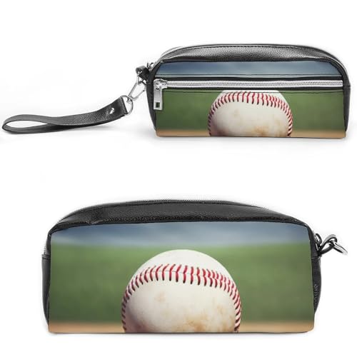 POTSCBVW Baseball-Federmäppchen, große Kapazität mit zwei Fächern, Reißverschluss, Leder-Bleistifttasche, tragbare Reise-Kosmetiktasche für Damen und Herren POTSCBVW Baseball-Federmäppchen, große Kapazität mit zwei Fächern, Reißverschluss, Leder-Bleistifttasche, tragbare Reise-Kosmetiktasche für Damen und Herren von POTSCBVW