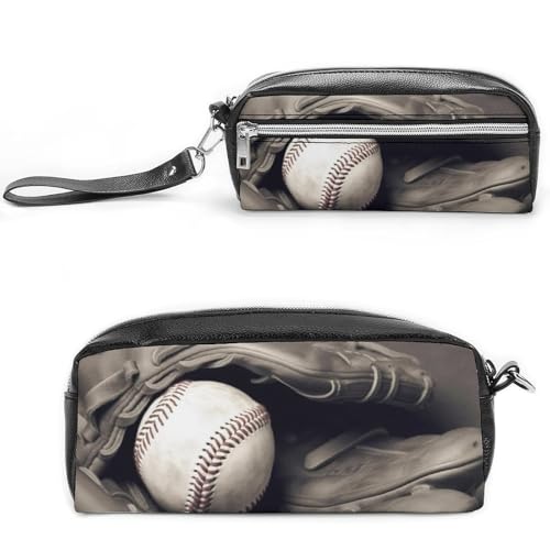 POTSCBVW Baseball- und Handschuh-Federmäppchen, große Kapazität mit zwei Fächern, Reißverschluss, Leder-Bleistifttasche, tragbare Reise-Kosmetiktasche für Damen und Herren POTSCBVW Baseball- und Handschuh-Federmäppchen, große Kapazität mit zwei Fächern, Reißverschluss, Leder-Bleistifttasche, tragbare Reise-Kosmetiktasche für Damen und Herren von POTSCBVW