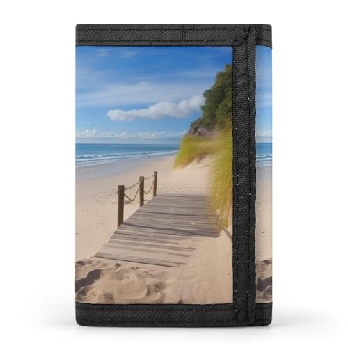 POTSCBVW Beach Scenery Geldbörse, kompakt, dreifach faltbar, mit Schlüsselanhänger, leicht und langlebig, für den Außenbereich von POTSCBVW