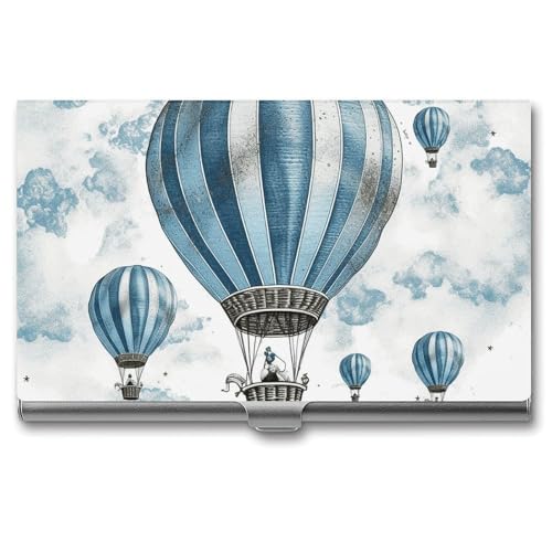 POTSCBVW Blauer Heißluftballon-Visitenkartenhalter, superleicht, tragbar, Aluminiumlegierung, Kreditkarten-Organizer, schmal, professionelles Visitenkartenetui für Büroangestellte, Männer und Frauen von POTSCBVW