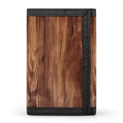POTSCBVW Braune Geldbörse mit Holzmaserung, kompakt, dreifach gefaltet, mit Schlüsselanhänger, leicht und langlebig, für den Außenbereich, Stil, Einheitsgröße, klassisch POTSCBVW Braune Geldbörse mit Holzmaserung, kompakt, dreifach gefaltet, mit Schlüsselanhänger, leicht und langlebig, für den Außenbereich, Stil, Einheitsgröße, klassisch von POTSCBVW