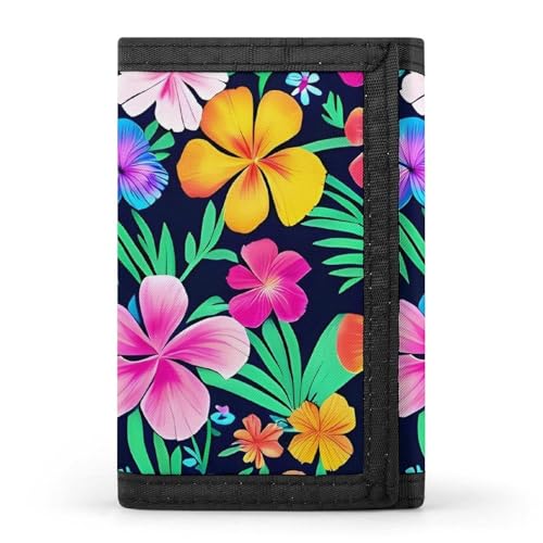 POTSCBVW Bunte Blumengeldbörse, kompakt, dreifach gefaltet, mit Schlüsselanhänger, leicht und langlebig, für den Außenbereich, Stil, Einheitsgröße, klassisch von POTSCBVW