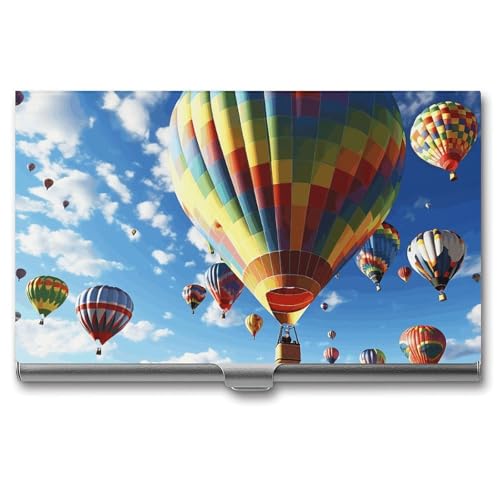POTSCBVW Bunte Visitenkartenhalter mit Heißluftballon, superleicht, tragbar, Aluminiumlegierung, Kreditkarten-Organizer, schmal, professionelles Visitenkartenetui für Büroangestellte, Männer und POTSCBVW Bunte Visitenkartenhalter mit Heißluftballon, superleicht, tragbar, Aluminiumlegierung, Kreditkarten-Organizer, schmal, professionelles Visitenkartenetui für Büroangestellte, Männer und von POTSCBVW