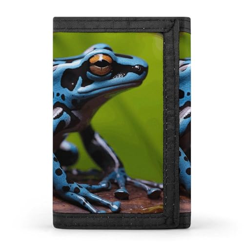 POTSCBVW Dart Frog Blue Wallet Compact Trifold Wallet with Keychain Lightweight & Durable Purse for Outdoor, Style, One Size, Classic von POTSCBVW