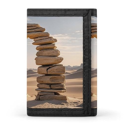 POTSCBVW Desert Rocks Geldbörse, kompakt, dreifach gefaltet, mit Schlüsselanhänger, leicht und langlebig, für den Außenbereich, Stil, Einheitsgröße, klassisch von POTSCBVW