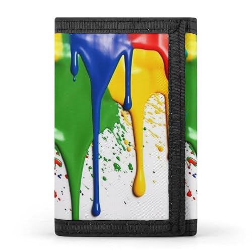 POTSCBVW Farbspritzer-Hintergrund-Geldbörse, kompakt, dreifach gefaltet, mit Schlüsselanhänger, leicht und langlebig, für den Außenbereich, Stil, Einheitsgröße, klassisch von POTSCBVW
