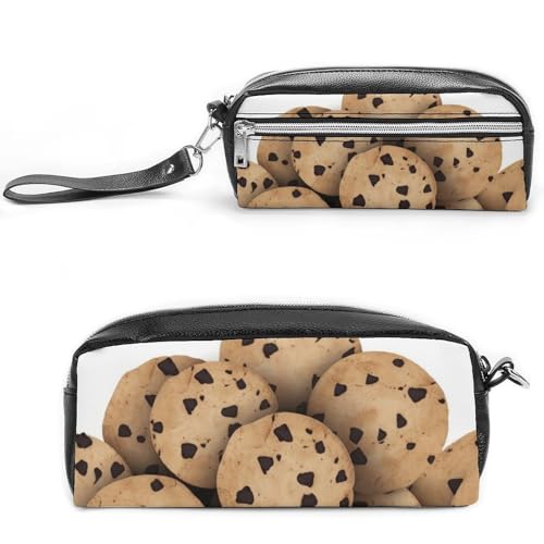 POTSCBVW Federmäppchen mit Lebensmittel-Schokoladenkeksen, großes Fassungsvermögen, mit zwei Fächern, Reißverschluss, Leder-Bleistifttasche, tragbare Reise-Kosmetiktasche für Damen und Herren POTSCBVW Federmäppchen mit Lebensmittel-Schokoladenkeksen, großes Fassungsvermögen, mit zwei Fächern, Reißverschluss, Leder-Bleistifttasche, tragbare Reise-Kosmetiktasche für Damen und Herren von POTSCBVW