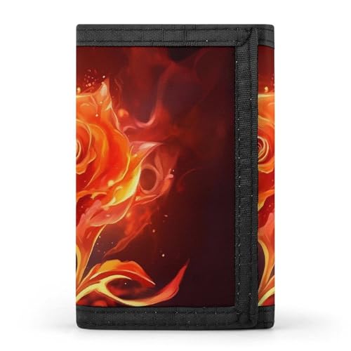 POTSCBVW Flame Rose Geldbörse, kompakt, dreifach gefaltet, mit Schlüsselanhänger, leicht und langlebig, für den Außenbereich, Stil, Einheitsgröße, klassisch von POTSCBVW
