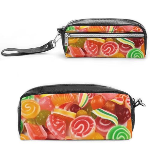 POTSCBVW Fruit Candies Federmäppchen, große Kapazität, mit zwei Fächern, Reißverschluss, Leder-Bleistifttasche, tragbare Reise-Kosmetiktasche für Damen und Herren POTSCBVW Fruit Candies Federmäppchen, große Kapazität, mit zwei Fächern, Reißverschluss, Leder-Bleistifttasche, tragbare Reise-Kosmetiktasche für Damen und Herren von POTSCBVW