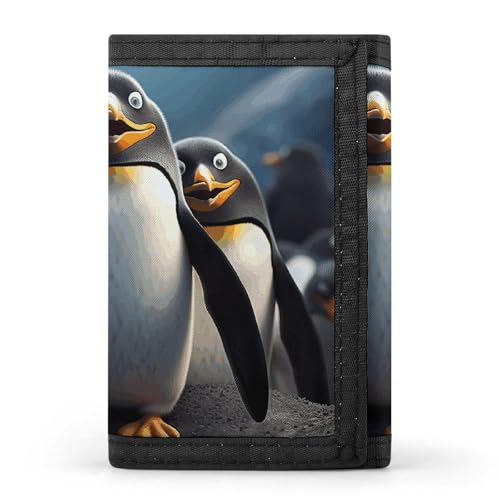 POTSCBVW Funny Penguins Geldbörse, kompakt, dreifach gefaltet, mit Schlüsselanhänger, leicht und langlebig, für Outdoor, Stil, Einheitsgröße, klassisch von POTSCBVW