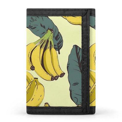POTSCBVW Geldbörse mit Bananen-Druck, kompakt, dreifach gefaltet, mit Schlüsselanhänger, leicht und langlebig, für den Außenbereich, Stil, Einheitsgröße, klassisch von POTSCBVW
